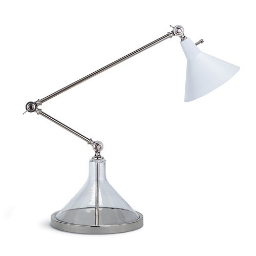 Polished nickel and glass coastal lamp